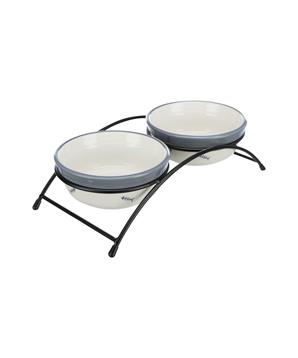 Set keramických misek se stojánkem 2 × 0,3 l / ø 12 cm bílá/modrošedá