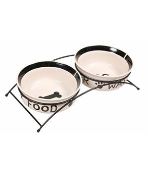 Levně Set keramických misek se stojánkem 2x0,6 l/ 15 cm