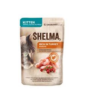 Levně SHELMA Cat Kitten krůta a brusinka v omáčce, kapsa 85g