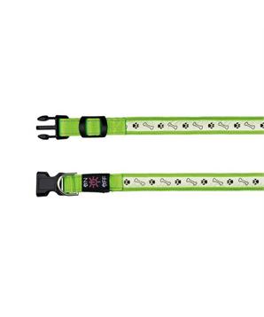 Svítící obojek USB, L-XL 50-60 cm/25 mm zelený - DOPRODEJ