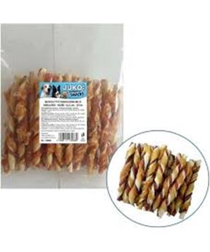 Levně Tyčinka buvolí bílá kroucená obalená kuřecím masem JUKO Snacks 12,5 cm 25ks