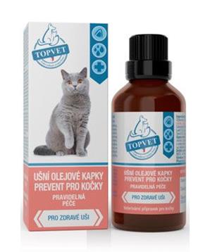 Levně Ušní kapky Prevent pro kočky TOPVET 50ml