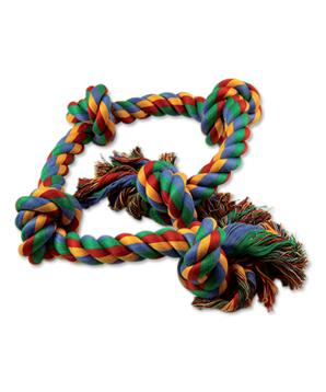 Levně Uzel DOG FANTASY bavlněný barevný 5 knotů 95 cm