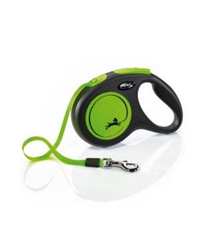 Levně Vodítko FLEXI Neon M pásek 5m/25kg černá/zelená NEW