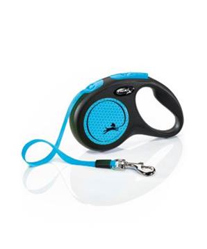 Levně Vodítko FLEXI Neon S pásek 5m/15kg černá/modrá NEW