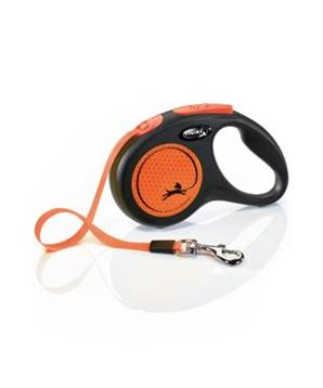Levně Vodítko FLEXI Neon S pásek 5m/15kg černá/oranžová NEW