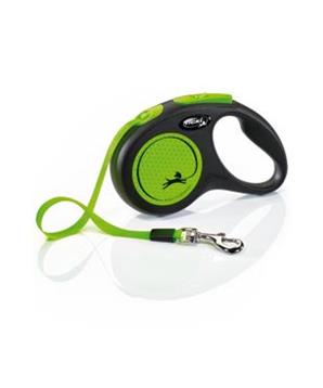Levně Vodítko FLEXI Neon S pásek 5m/15kg černá/zelená NEW