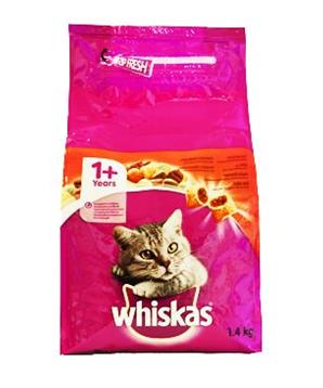 Levně WHISKAS DRY S Hovězím Masem 14 kg