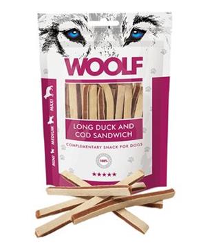 Levně WOOLF pochoutka soft duck and cod sandwich long 100g