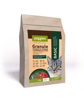 Levně Yoggies Cat "Basic" granule pro kočky, lisované za studena s probiotiky 1,2 kg