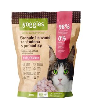 Levně Yoggies Granule pro kočky s kuřecím masem, lisované za studena s probiotiky 1,2 kg