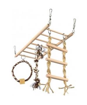 Levně Závěsný žebřík s hračkami - činka, kruh, žebřík pro hlodavce 1 ks