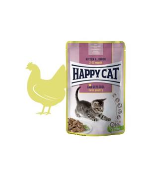 Levně Happy Cat MEAT IN SAUCE Kitten & Junior Land-Geflügel / Drůběž 85 g