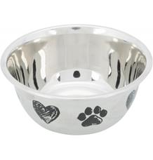Nerezová miska, motiv tlapky/srdce, protiskluzové dno 2.0 l/ø 20 cm Nerezová miska, motiv tlapky/srdce, protiskluzové dno 2.0 l/ø 20 cm