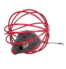 Plyšová myš v kulaté barevné kleci 6 cm