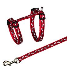 Postroj s vodítkem pro kočku - motiv 27-45cm/10mm 1,20m