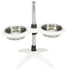 Psí bar, nastavitelný do 54cm, melamin/nerez bar s miskami 2 × 2.4 l/ø 25 cm, bílá Psí bar, nastavitelný do 54cm, melamin/nerez bar s miskami 2 × 2.4 l/ø 25 cm, bílá