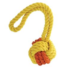 Kombinovaný Monty míč přírodní guma a bavlna s poutkem HipHop ø 6,5 cm/ 24 cm, žluto/oranžová