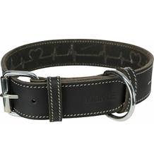 RUSTIC kožený obojek Heartbeat - černá L-XL:55-65cm/40mm