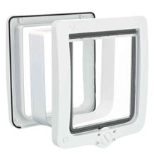 Průchozí dvířka pro kočku XL, s tunelem, 4-cestná, 24x28cm bílá Průchozí dvířka pro kočku XL, s tunelem, 4-cestná, 24x28cm bílá