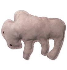 Hračka DOG FANTASY Dura-fused kůže a juta bizon pískací 28 cm