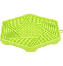 Lick´n´Snack HEXAGON s přísavkami - podložka k pomalému krmení, 17 cm, TPR/plast, zelená 1 ks / 17 cm