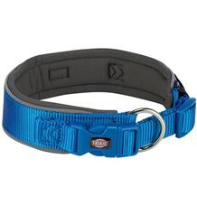 PREMIUM obojek extra široký, královská modrá/grafit S-M: 33-42 cm/35 mm