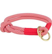 Soft Rope kulatý polostahovací obojek, červená/krémová XS-S: 30 cm/ 10 mm