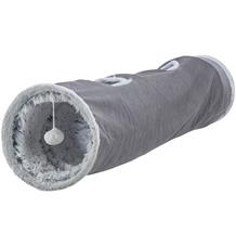 Plyšový tunel pro kočky HARVEY s hračkami, 4 vstupy, 27 x 116 cm, šedá 1 ks