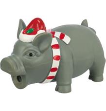 Xmas PIG - vánoční latexové prasátko, 16 cm, výplň polyester, šedá 1 ks