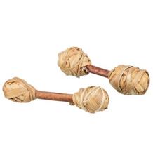 Set 2 činek, hračka/okusovadlo pro hlodavce, 9 x 2 cm, dřevo/tráva 2 ks