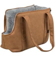 Transportní taška EVELYN, 40 x30 x 20 cm, do 5 kg, umělá kůže, plyš, hnědá/šedá 1 ks