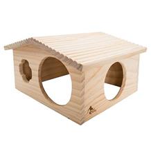 PetBuddy roubenka velká, přírodní domek, 33 x 28 x 18 cm, borové dřevo