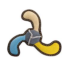 Bumerang jutový 27 cm, robustní aport pro psy, HIPHOP DOG, béžová/modrá/žlutá 1 ks Bumerang jutový 27 cm, robustní aport pro psy, HIPHOP DOG, béžová/modrá/žlutá 1 ks