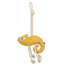 Chamelion - chameleon na laně, 45 cm, hračka pro psy, 100% pravá kůže/lano, žlutá