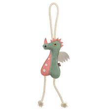 Dragon - dráček na laně, 55 cm, hračka pro psy, 100% pravá kůže/lano, zelená