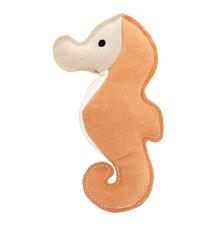 Mořský koník,  robustní kožená hračka / aport, HIPHOP DOG, krémová/hořčicová 23 cm