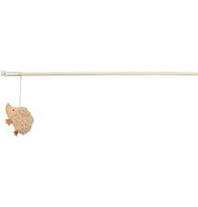 Vánoční hrací prut s ježkem a catnipem, plyš/dřevo, béžová/zlatá