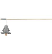 Vánoční hrací prut se stromkem a catnipem, filc/dřevo, šedá 1ks/48cm