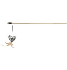 Hrací prut se srdíčkem, peříčko, catnip, plyš/dřevo 1ks/50cm