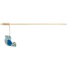 Hrací prut s ptáčkem, catnip, polyester/dřevo 1 ks/40cm
