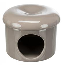 Keramický domek, 1 vchod, odnímatelná stříška, ø 16 × 12 cm, tmavošedá