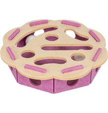 Interaktivní hra pro kočky Hole’n’Roll – květina, ø 30 × 7.5 cm, filc, růžová/béžová 1 ks