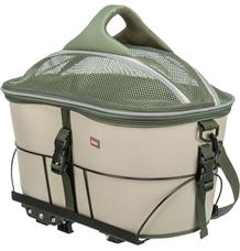 Transportní koš na nosič, polyester, 33 x 40 x 34 cm, olivově zelená/béžová 1ks