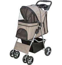 Kočárek pro psy BUGGY, rychlosklápěcí, 47 x 100 x 80 cm, nosnost do 15 kg, šedohnědá 1 ks