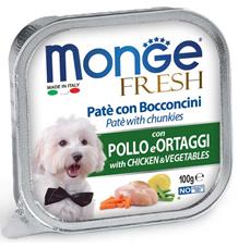MONGE FRESH - paštika a kousky s kuřetem a zeleninou 