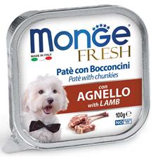 MONGE FRESH - paštika a kousky s jehněčím pro psy