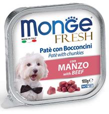 MONGE FRESH - paštika a kousky s hovězím pro psy