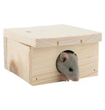 Domek dřevo křeček, myš rovná střecha 10 x 6 x 10 cm