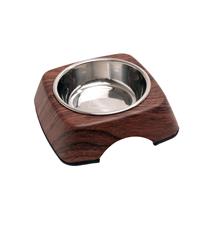 Karlie-Flamingo Miska nerez v dřevěném stojánku 160ml, palisandr Karlie-Flamingo Miska nerez v dřevěném stojánku 160ml, palisandr